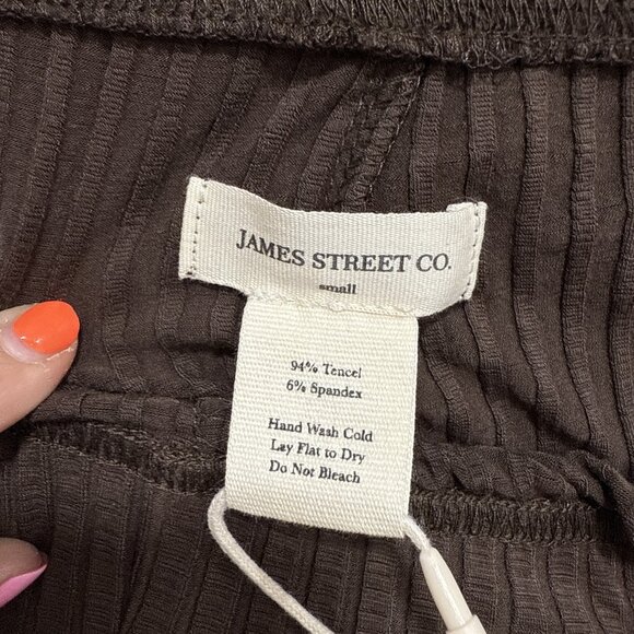 James Street Co Pants Womens Small Brown Ribbed Flare Split Hem Tencel Spandex - Picture 6 of 9